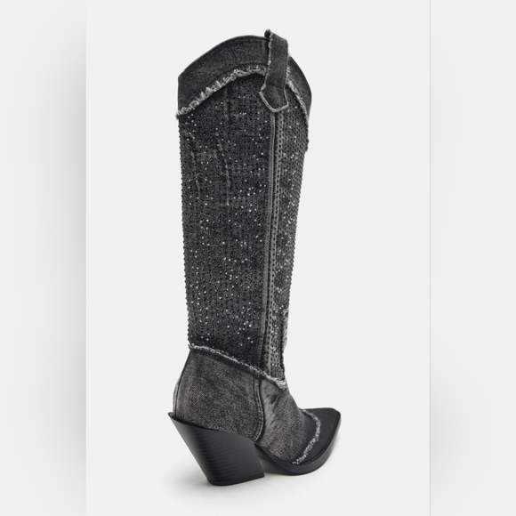 RHINESTONE DENIM COWGIRL BOOTS BY ZARA - Picture 11 of 15